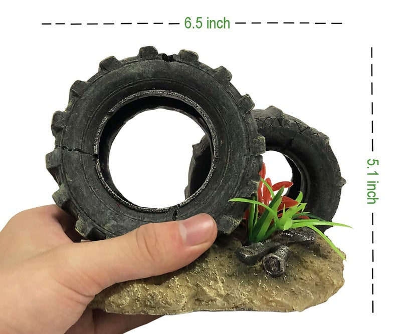 SLOCME Aquarium Tyre Decorations - Resin Material Tyre Decorationsï¼ŒFish Tank Tyre Ornament Aquarium Environment Friendly Decorations - Image 3